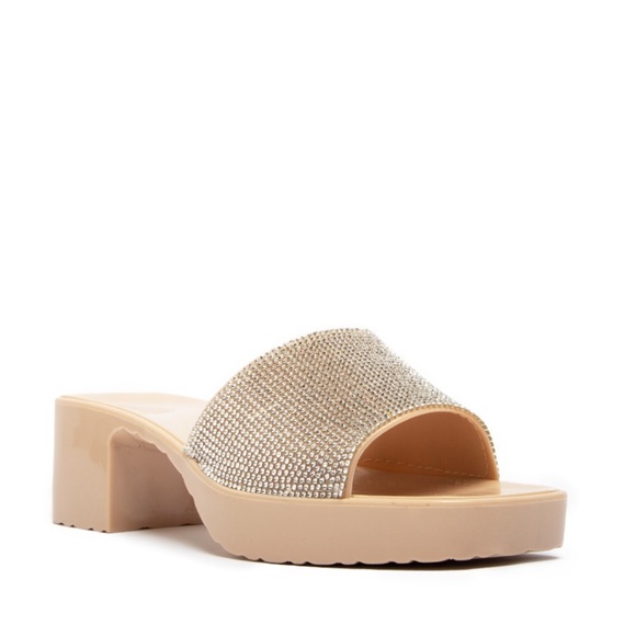 Rhinestone band jelly block heel holiday shoes - Picture 4 of 11